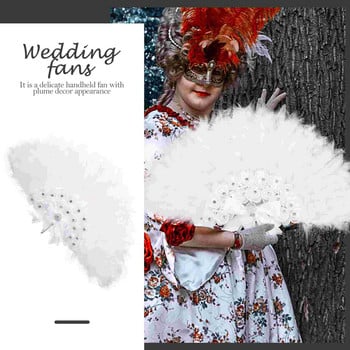 Fan Hand Fans Folding Vintage Dance Party Wedding Dancing Flapper Κινέζικο νυφικό τσάι χειρός Ιαπωνική φορεσιά Marabou