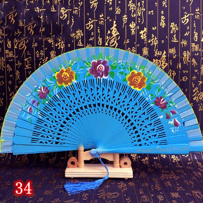 Kiváló minőségű összecsukható ventilátor, kézzel festett kézi ventilátorok otthoni parti esküvői dekorációhoz fából készült táncos kiegészítők