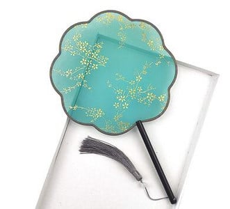 Hosszú nyelű bronzosító ventilátor átlátszó antik kerek kínai palota legyező tánc kellékek klasszikus Hanfu Cheongsam kiegészítők ZB42