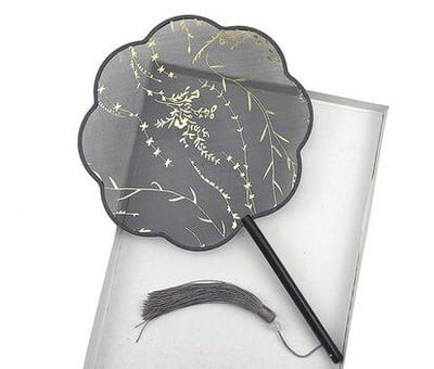 Hosszú nyelű bronzosító ventilátor átlátszó antik kerek kínai palota legyező tánc kellékek klasszikus Hanfu Cheongsam kiegészítők ZB42