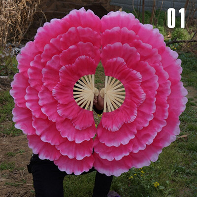 92 cm velika polupreklopiva lepeza za ples, dvostrana ručna lepeza s cvijetom božura, četvrtasta plesna lepeza, rekviziti za plesni klub