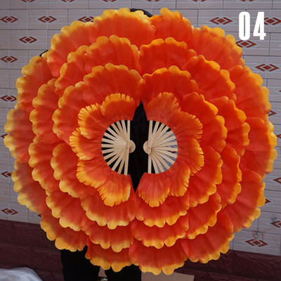 92 cm velika polupreklopiva lepeza za ples, dvostrana ručna lepeza s cvijetom božura, četvrtasta plesna lepeza, rekviziti za plesni klub