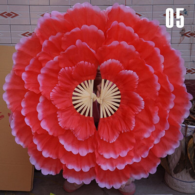 92 cm velika polupreklopiva lepeza za ples, dvostrana ručna lepeza s cvijetom božura, četvrtasta plesna lepeza, rekviziti za plesni klub