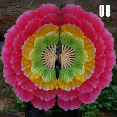 92 cm velika polupreklopiva lepeza za ples, dvostrana ručna lepeza s cvijetom božura, četvrtasta plesna lepeza, rekviziti za plesni klub