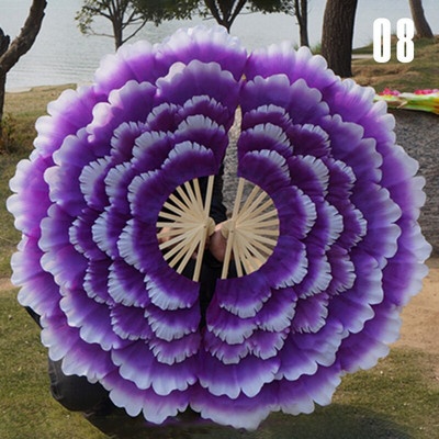 92 cm velika polupreklopiva lepeza za ples, dvostrana ručna lepeza s cvijetom božura, četvrtasta plesna lepeza, rekviziti za plesni klub