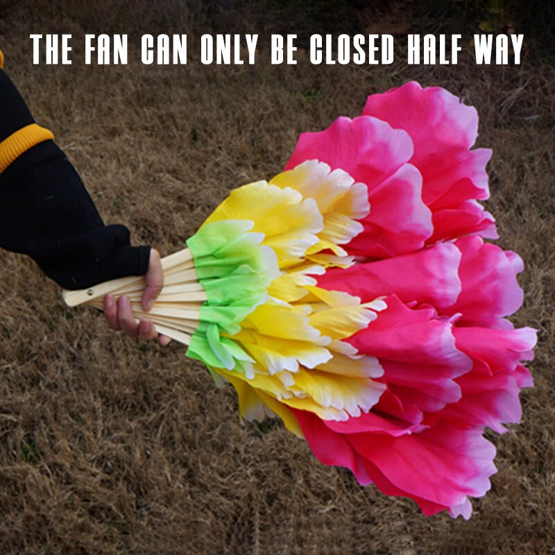 92 cm velika polupreklopiva lepeza za ples, dvostrana ručna lepeza s cvijetom božura, četvrtasta plesna lepeza, rekviziti za plesni klub