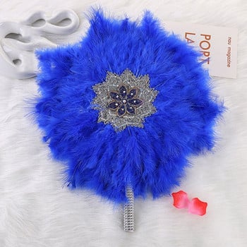 African Bride Bridesmaid Holding Fan Craft Big Round Feather Fan Stage Performance Dance Fan Photography Props Wedding Supplies