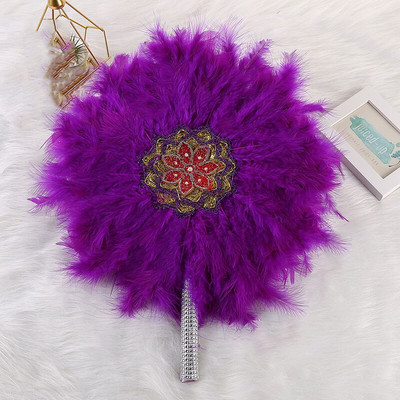 AfricanBride Djeveruša koja drži lepezu Velika okrugla lepeza s perjem Scenski nastup Plesna lepeza Fotografski rekviziti Pribor za vjenčanje