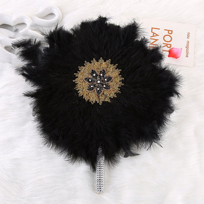 AfricanBride Djeveruša koja drži lepezu Velika okrugla lepeza s perjem Scenski nastup Plesna lepeza Fotografski rekviziti Pribor za vjenčanje