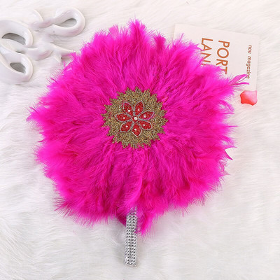 AfricanBride Djeveruša koja drži lepezu Velika okrugla lepeza s perjem Scenski nastup Plesna lepeza Fotografski rekviziti Pribor za vjenčanje