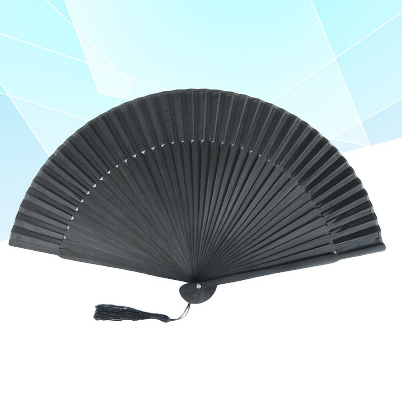 Legyezős összecsukható kézi kézi japán kínai férfi fekete hagyományos nagy összecsukható selyem retro hajtogatott bojt nyári ventilátorok mini szövet
