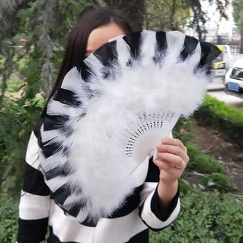 Rainbow Feather Folding Fan Stage Performance Dance Fan Lolita Feather Fan Photography Props Δώρα Διακόσμηση γάμου