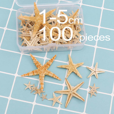 1 doboz természetes tengeri csillag Seashell Beach Craft Természetes tengeri csillagok DIY Beach Esküvői Dekoráció Kézműves Otthoni Dekoráció Epoxi 1-5 cm