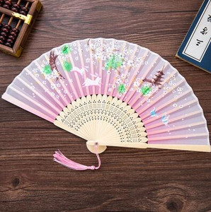 Vasaros sulankstomas ventiliatorius, bambuko šilko ventiliatorius, rankinis aukštos kokybės kalėdinės dovanos namų dekoravimui 32