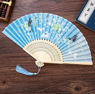 Vasaros sulankstomas ventiliatorius, bambuko šilko ventiliatorius, rankinis aukštos kokybės kalėdinės dovanos namų dekoravimui 32