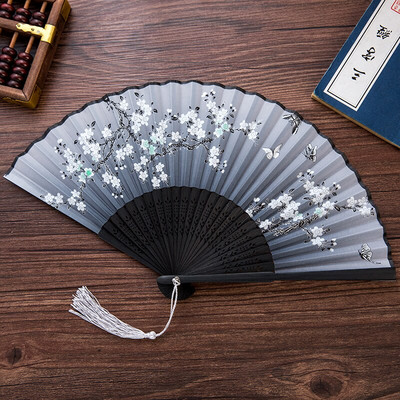 Vasaros sulankstomas ventiliatorius, bambuko šilko ventiliatorius, rankinis aukštos kokybės kalėdinės dovanos namų dekoravimui 32