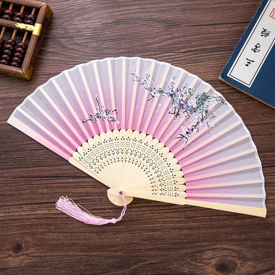 Vasaros sulankstomas ventiliatorius, bambuko šilko ventiliatorius, rankinis aukštos kokybės kalėdinės dovanos namų dekoravimui 32