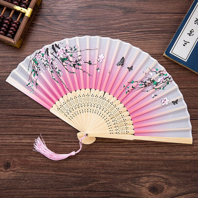 Vasaros sulankstomas ventiliatorius, bambuko šilko ventiliatorius, rankinis aukštos kokybės kalėdinės dovanos namų dekoravimui 32