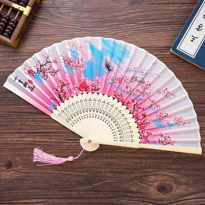 Vasaros sulankstomas ventiliatorius, bambuko šilko ventiliatorius, rankinis aukštos kokybės kalėdinės dovanos namų dekoravimui 32