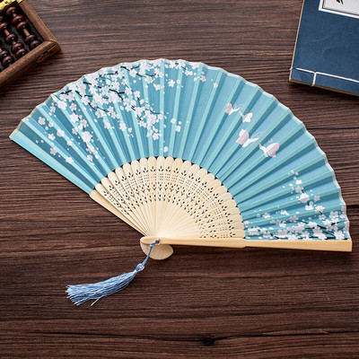 Vasaros sulankstomas ventiliatorius, bambuko šilko ventiliatorius, rankinis aukštos kokybės kalėdinės dovanos namų dekoravimui 32