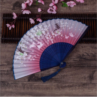 Vasaros sulankstomas ventiliatorius, bambuko šilko ventiliatorius, rankinis aukštos kokybės kalėdinės dovanos namų dekoravimui 32