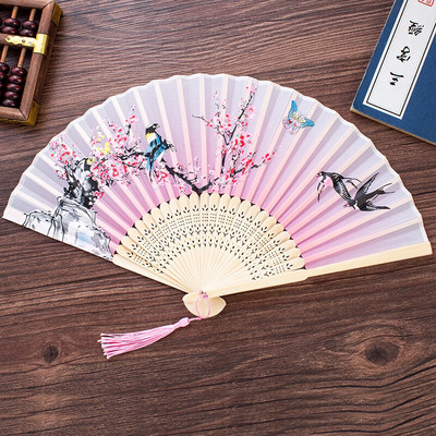 Vasaros sulankstomas ventiliatorius, bambuko šilko ventiliatorius, rankinis aukštos kokybės kalėdinės dovanos namų dekoravimui 32