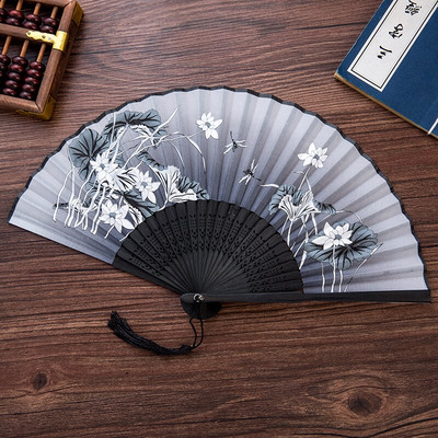 Vasaros sulankstomas ventiliatorius, bambuko šilko ventiliatorius, rankinis aukštos kokybės kalėdinės dovanos namų dekoravimui 32