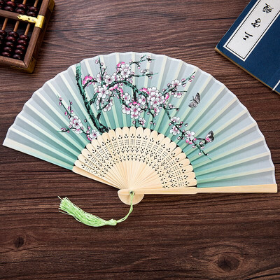 Vasaros sulankstomas ventiliatorius, bambuko šilko ventiliatorius, rankinis aukštos kokybės kalėdinės dovanos namų dekoravimui 32