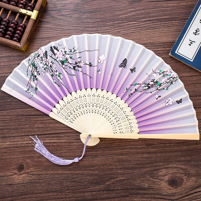 Vasaros sulankstomas ventiliatorius, bambuko šilko ventiliatorius, rankinis aukštos kokybės kalėdinės dovanos namų dekoravimui 32