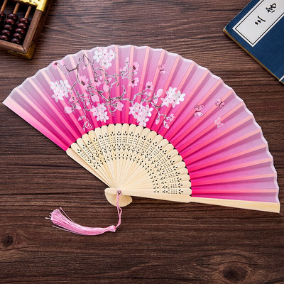 Vasaros sulankstomas ventiliatorius, bambuko šilko ventiliatorius, rankinis aukštos kokybės kalėdinės dovanos namų dekoravimui 32