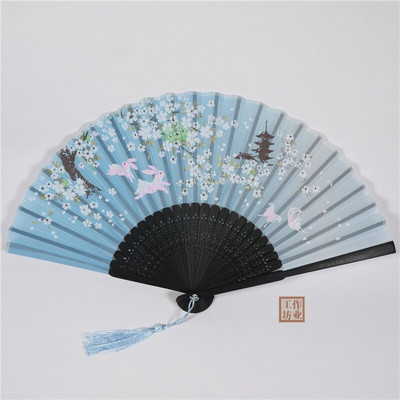 Vasaros sulankstomas ventiliatorius, bambuko šilko ventiliatorius, rankinis aukštos kokybės kalėdinės dovanos namų dekoravimui 32