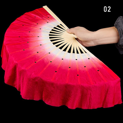 2 бр. Китайско късо ветрило за коремен танц 30 см бамбук 10 см полукръг копринен воал двойки Yangko Dance Сгъваеми ръчни ветрила Реквизит за шоу за възрастни