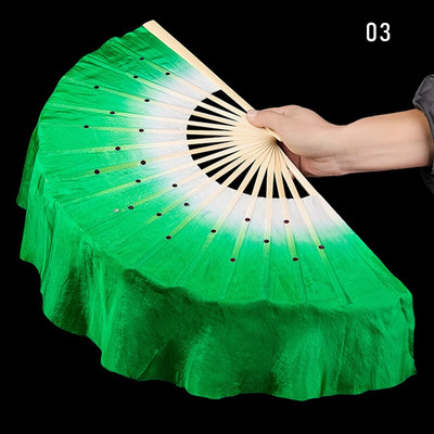 2 бр. Китайско късо ветрило за коремен танц 30 см бамбук 10 см полукръг копринен воал двойки Yangko Dance Сгъваеми ръчни ветрила Реквизит за шоу за възрастни