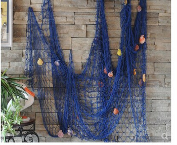 Риболовна мрежа от конопено въже в средиземноморски стил, снимка, декорация на стена, мрежа, висулка, декорация на филе пече