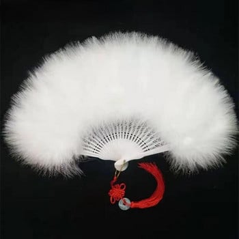 Retro Feather Fan Ventilador Abanicos Para Boda Folding Fluff Feather Dance Fan Wedding Party Catwalk Abanico Eventail Mariage