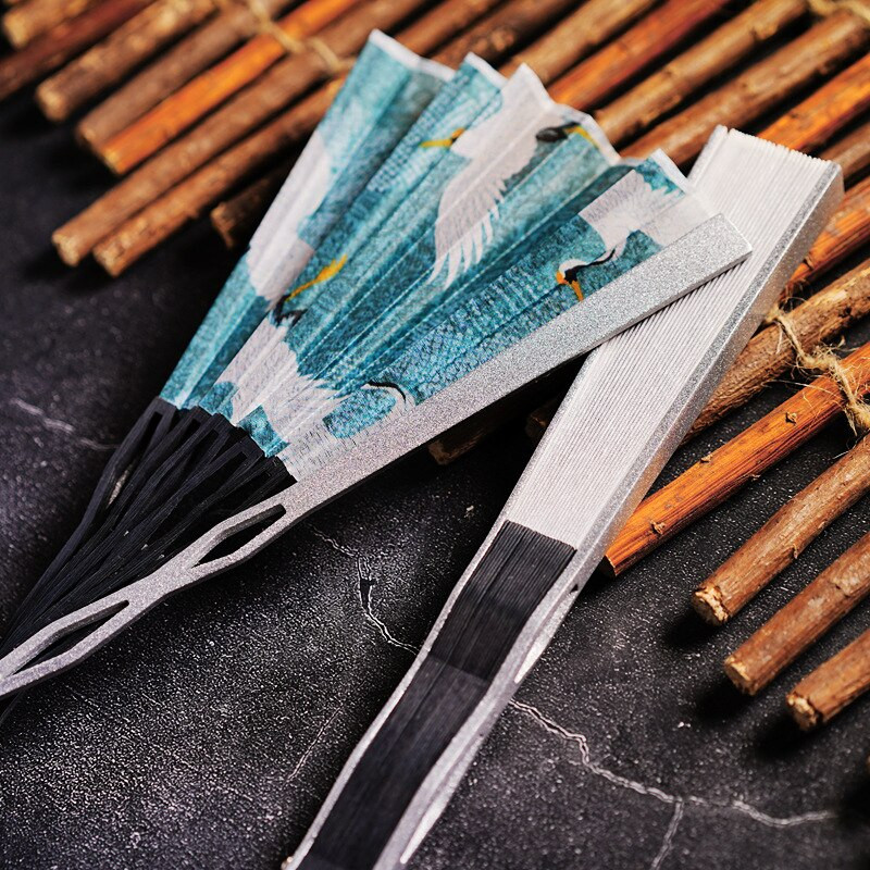 Kinų stiliaus sulankstomas ventiliatorius, aliuminio lydinys, šoninis kaulas, sulankstomas vėduoklė japonų vyrų, moterų Hanfu Cheongsam podiumo šokių sulankstoma ventiliatoriaus rekvizitai