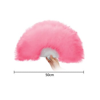 Factory Direct Sales White Ladies Folded Turkey Feather Hand Fan Wholesale Handmade Fans For Dance Wedding Decoration