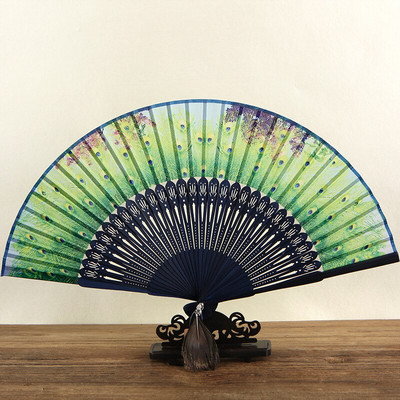 Hiina iidsed lehvikud, rohelised naised, kokkupandavad lehvikud, tantsufänn Cheongsami aksessuaarid, tuttidega lehvikuripats, suvejahutus