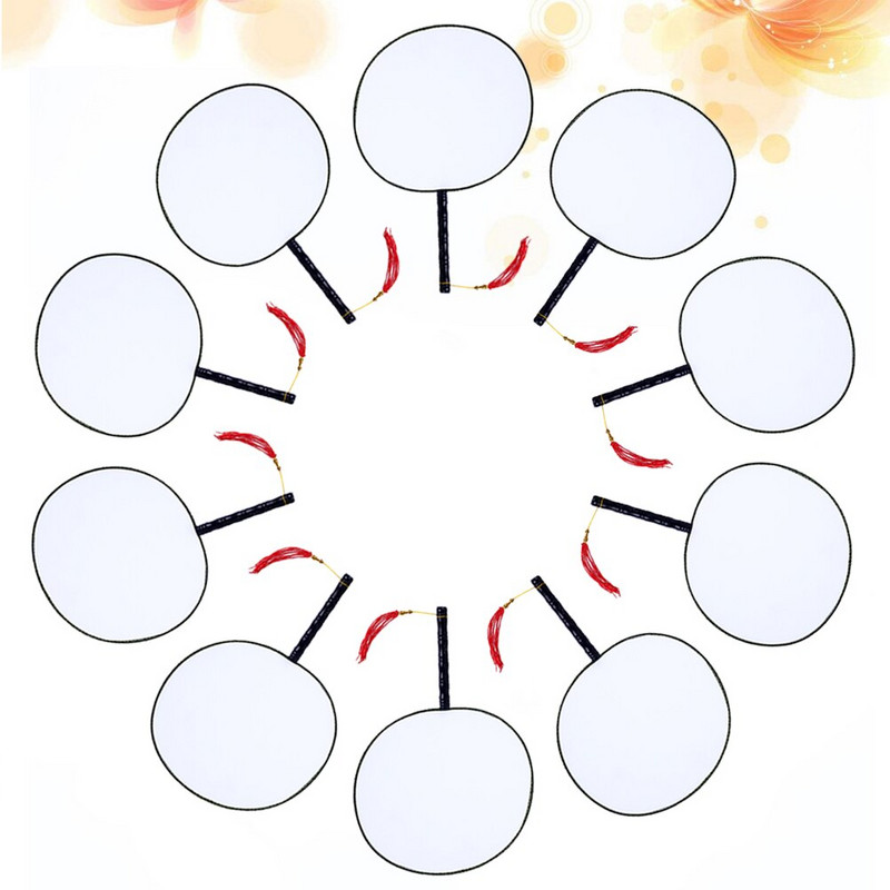 Legyező Üres Legyezők Festés Kézi Kínai Kerek Diy Selyem Papír Fehér Kézzel Készített Rajz Összecsukható Templom Művészet Kézi Stílus Vintage