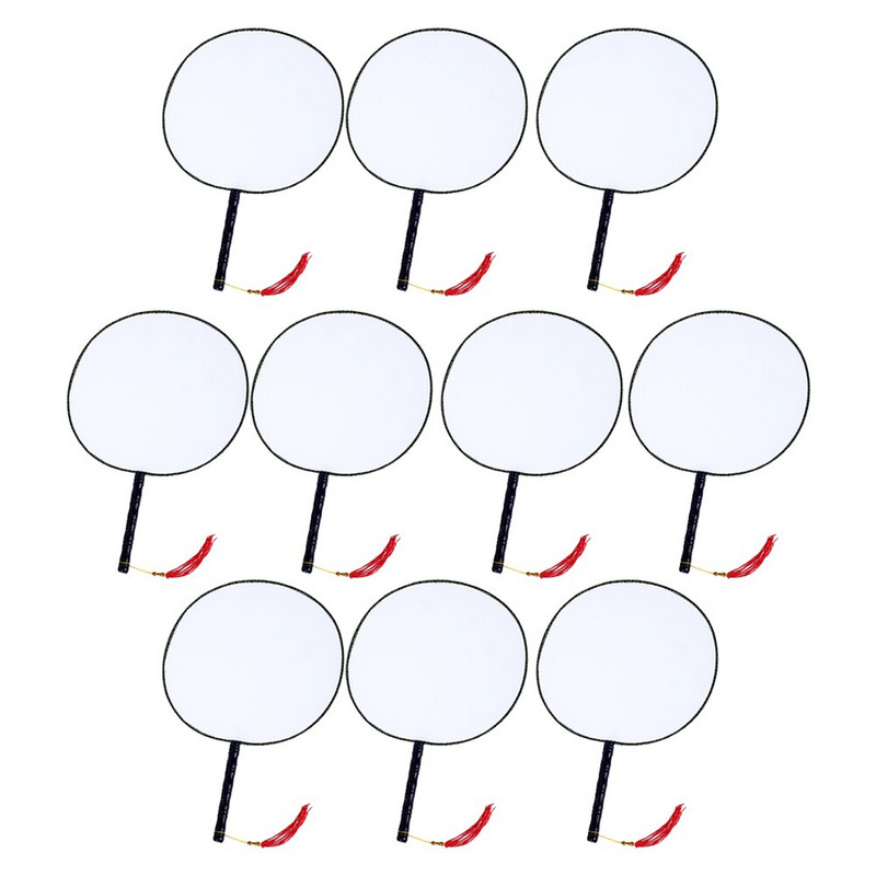 Legyező Üres Legyezők Festés Kézi Kínai Kerek Diy Selyem Papír Fehér Kézzel Készített Rajz Összecsukható Templom Művészet Kézi Stílus Vintage