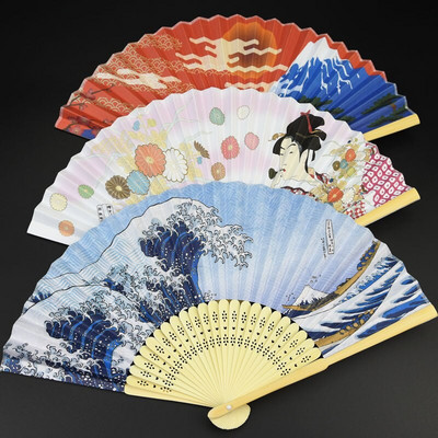 Nyomtatott Ukiyo papírlegyező japán stílusú összecsukható ventilátor gyártó kis ventilátor nagykereskedelme Fujiyama bambusz anyagú ventilátor dekoráció ZB34