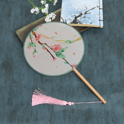 Vintažinio stiliaus šilko vėduoklė kinų klasikinė išsiuvinėta apvali vėduoklė Namų dekoravimo papuošalai Vestuvių šokių rankų ventiliatorius