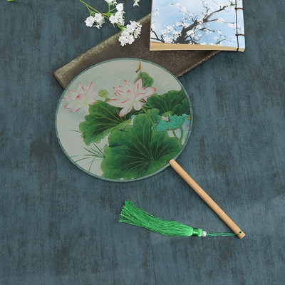 Vintažinio stiliaus šilko vėduoklė kinų klasikinė išsiuvinėta apvali vėduoklė Namų dekoravimo papuošalai Vestuvių šokių rankų ventiliatorius