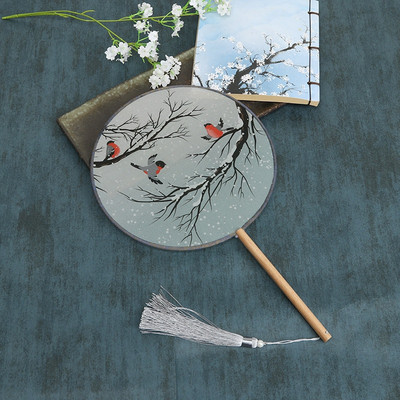 Vintažinio stiliaus šilko vėduoklė kinų klasikinė išsiuvinėta apvali vėduoklė Namų dekoravimo papuošalai Vestuvių šokių rankų ventiliatorius