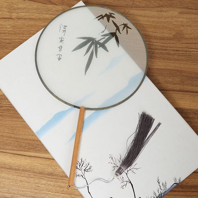 Vintažinio stiliaus šilko vėduoklė kinų klasikinė išsiuvinėta apvali vėduoklė Namų dekoravimo papuošalai Vestuvių šokių rankų ventiliatorius