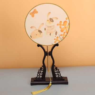 Vintažinio stiliaus šilko vėduoklė kinų klasikinė išsiuvinėta apvali vėduoklė Namų dekoravimo papuošalai Vestuvių šokių rankų ventiliatorius