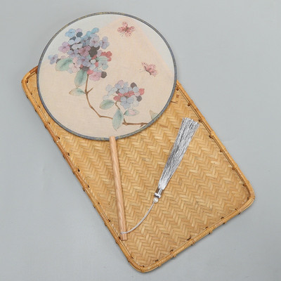 Vintažinio stiliaus šilko vėduoklė kinų klasikinė išsiuvinėta apvali vėduoklė Namų dekoravimo papuošalai Vestuvių šokių rankų ventiliatorius