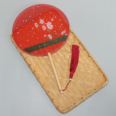 Vintažinio stiliaus šilko vėduoklė kinų klasikinė išsiuvinėta apvali vėduoklė Namų dekoravimo papuošalai Vestuvių šokių rankų ventiliatorius