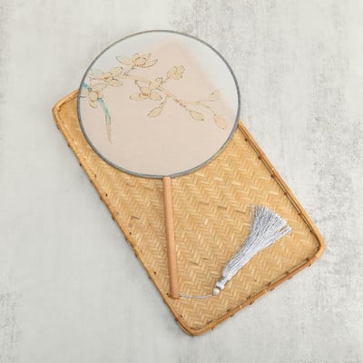 Vintažinio stiliaus šilko vėduoklė kinų klasikinė išsiuvinėta apvali vėduoklė Namų dekoravimo papuošalai Vestuvių šokių rankų ventiliatorius