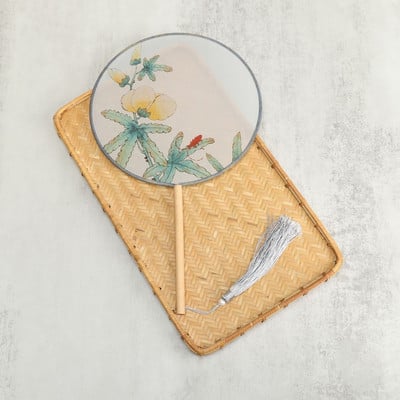 Vintažinio stiliaus šilko vėduoklė kinų klasikinė išsiuvinėta apvali vėduoklė Namų dekoravimo papuošalai Vestuvių šokių rankų ventiliatorius